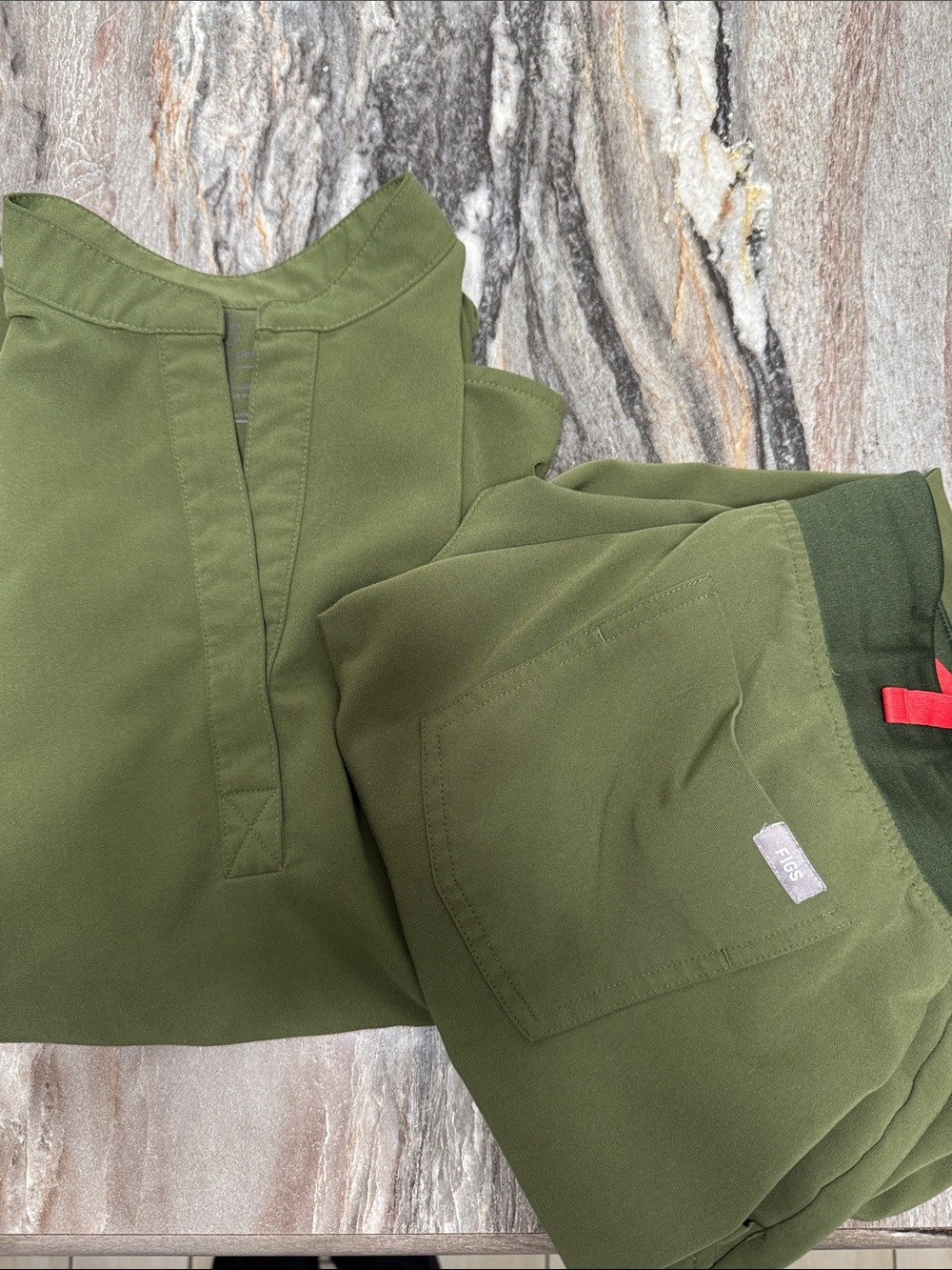 Dark olive Green Scrub Top and Pants Set FIGS